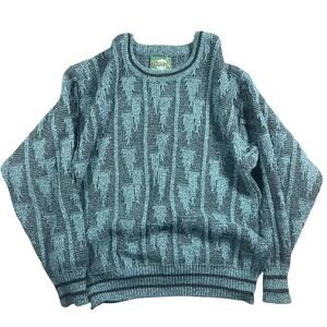 Vintage Jantzen Sweater Blue Multicolored All Over Design Men's Medium